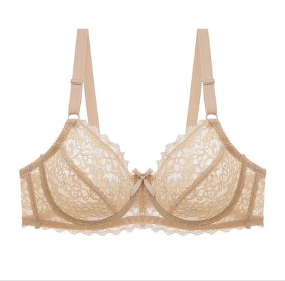 Pack of 2 Net Embroided Non-Padded & Non-Wired Full Net Transparent Cotton Bras