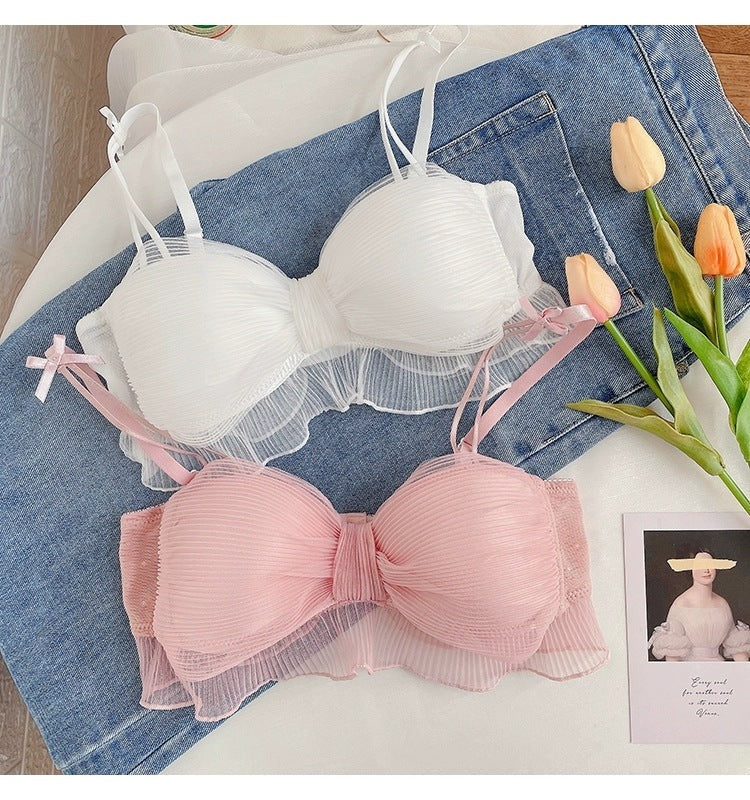 Cute Lace Bow Bridal Padded Bra – Soft, Comfy & Adjustable