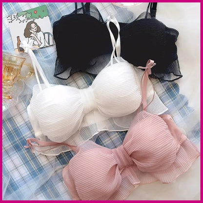 Cute Lace Bow Bridal Padded Bra – Soft, Comfy & Adjustable