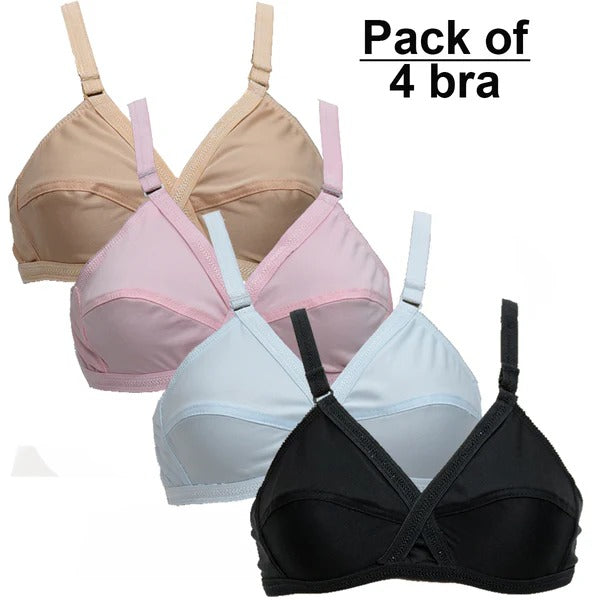 Pack of 4 Classy Cotton Non-Padded Comfortable Bras – Full Coverage