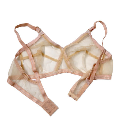 Pack of 2 Non-Padded & Non-Wired Full Net Transparent Cotton Bras