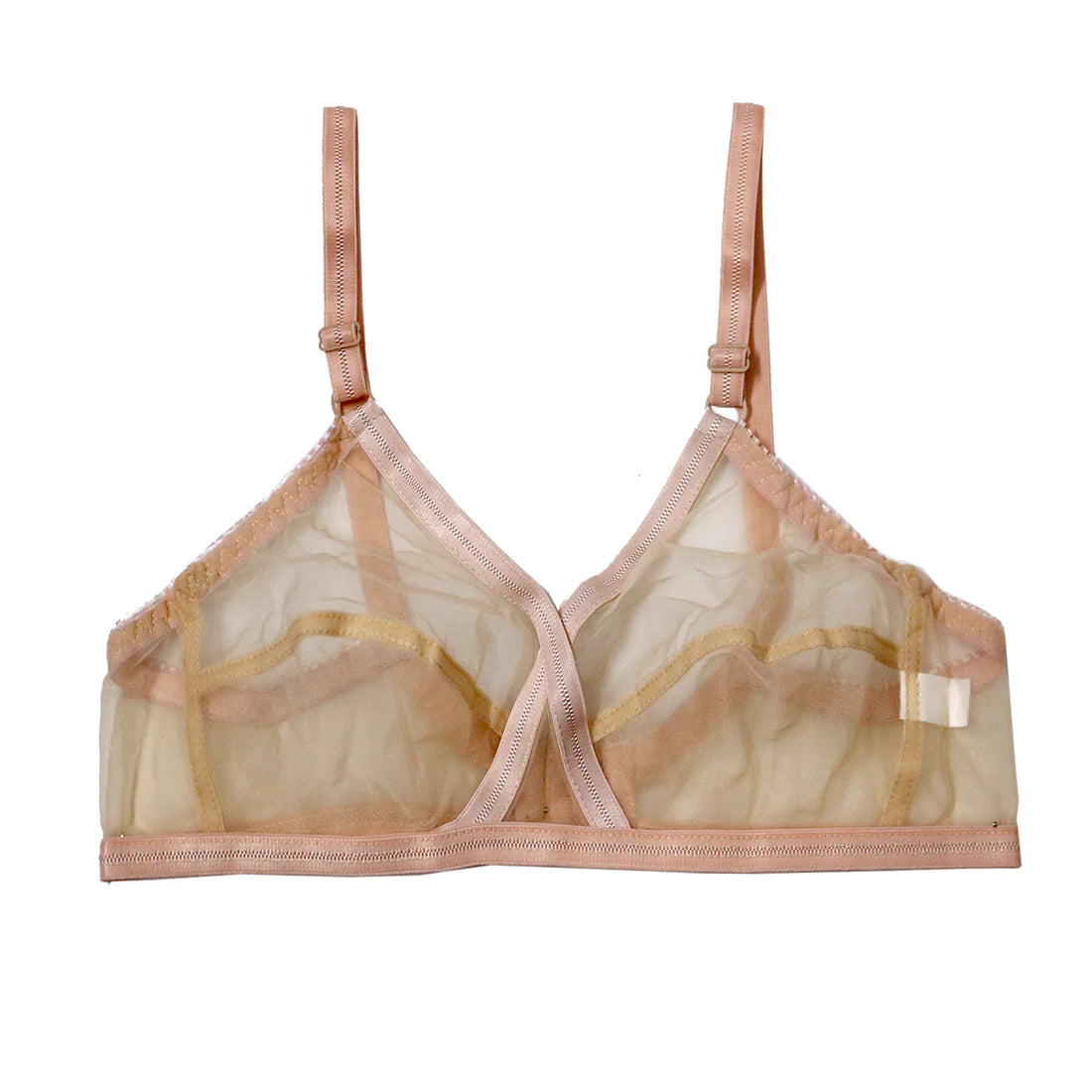 Pack of 2 Non-Padded & Non-Wired Full Net Transparent Cotton Bras